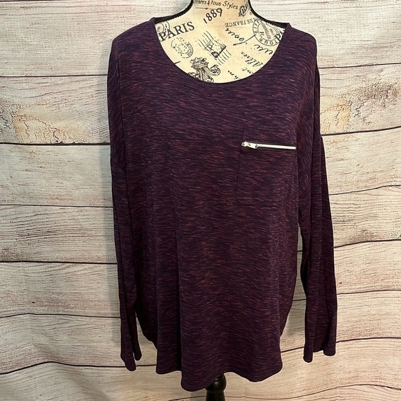 Chico’s Weekend CoziSoft Spacedye Tee Zip Pocket Long Sleeves Size 3 XL - Picture 1 of 9